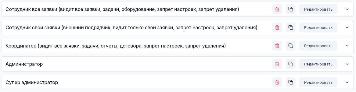 Список ролей